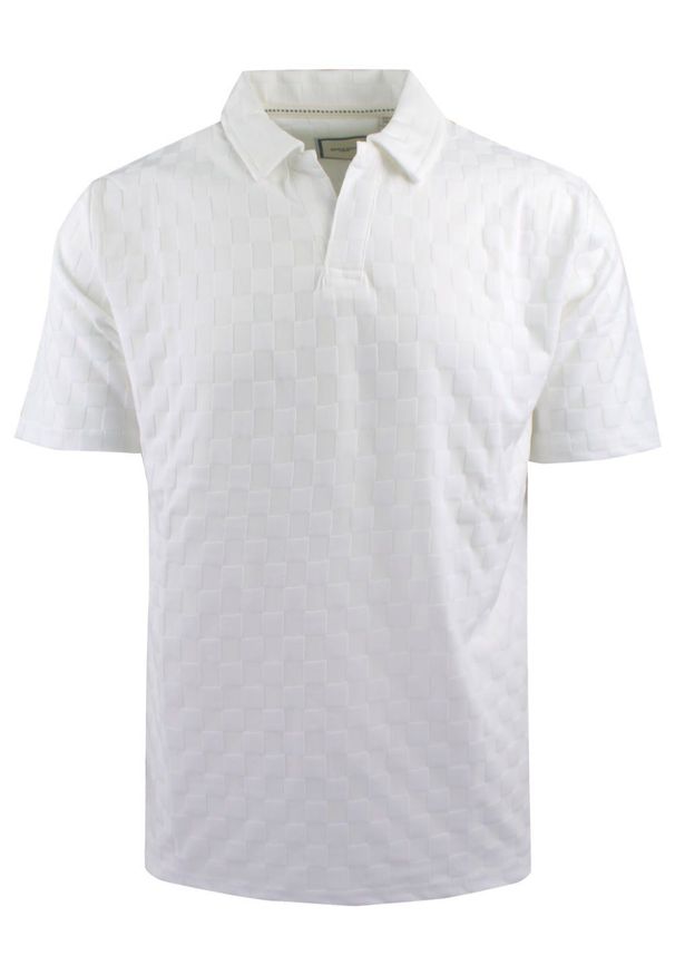 Męska Koszulka Polo z Dekoltem Bez Guzików - Brave Soul - Kość Słoniowa. Okazja: na co dzień. Typ kołnierza: polo. Kolor: biały. Materiał: elastan, poliester. Styl: casual