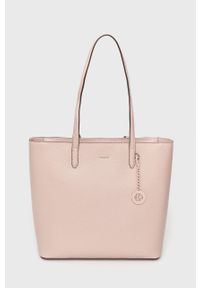 DKNY - Dkny torebka skórzana kolor różowy. Kolor: różowy. Materiał: skórzane