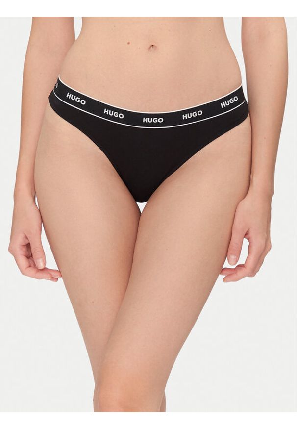Hugo - HUGO Stringi Thong Stripe Pyp 50545700 Czarny. Kolor: czarny. Materiał: bawełna