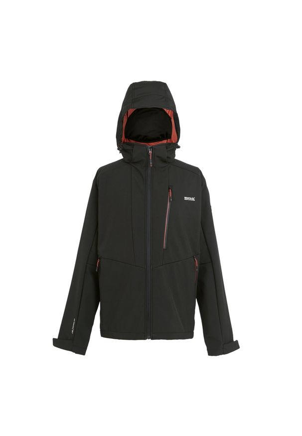 Kurtka turystyczna Regatta Hewitts X. Kolor: czarny, czerwony, wielokolorowy. Materiał: softshell. Sport: turystyka piesza