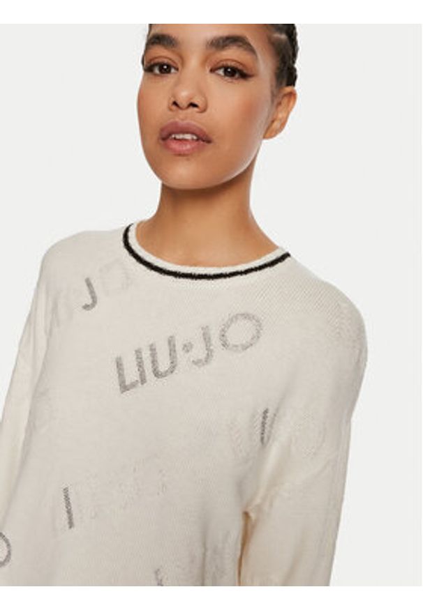 Liu Jo Sweter TF4173 MS55L C3447 Biały Regular Fit. Kolor: biały. Materiał: syntetyk