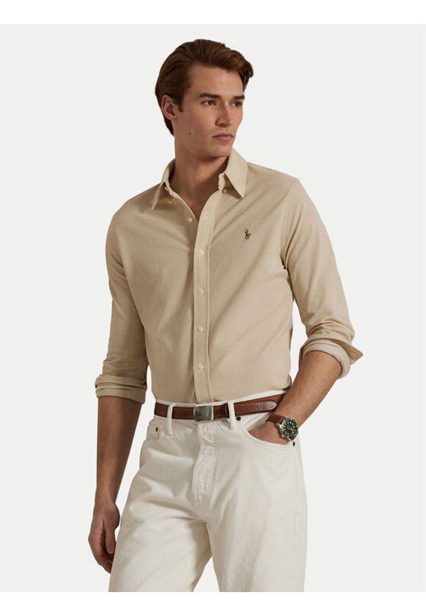 Polo Ralph Lauren Koszula 710979488004 Beżowy Regular Fit. Typ kołnierza: polo. Kolor: beżowy. Materiał: bawełna
