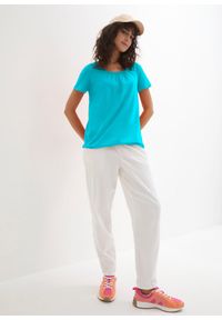 bonprix - T-shirt z czystej bawełny, krótki rękaw. Kolor: niebieski. Materiał: bawełna. Długość rękawa: krótki rękaw. Długość: krótkie #3