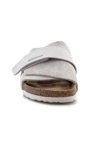 Klapki damskie Birkenstock Kyoto. Kolor: szary. Materiał: skóra