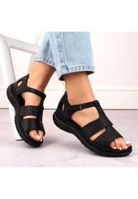 Skórzane komfortowe sandały damskie na rzep czarne Rieker 64865-01. Zapięcie: rzepy. Kolor: czarny. Materiał: skóra #4