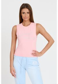 Juicy Couture - JUICY COUTURE Różowy damski top Blaine Juicy Script, Rozmiar XS. Kolor: różowy