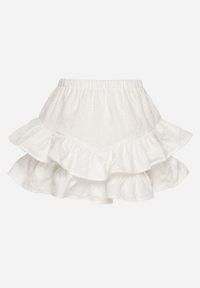 Born2be - Białe Spódnico-Szorty z Falbankami Sopelira. Okazja: na co dzień. Stan: podwyższony. Kolor: biały. Styl: casual, elegancki #5