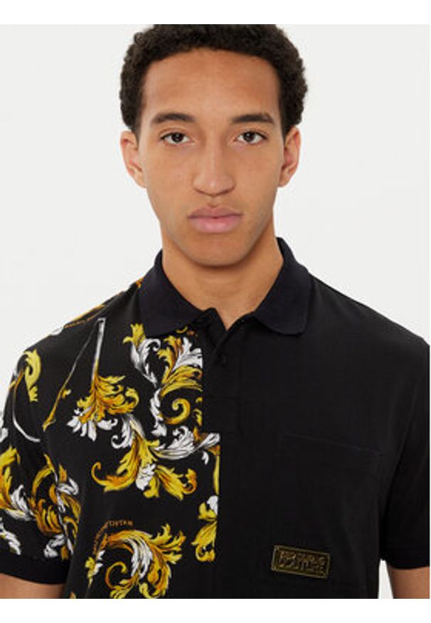 Versace Jeans Couture Polo 78GAG625 Czarny Regular Fit. Typ kołnierza: polo. Kolor: czarny. Materiał: bawełna