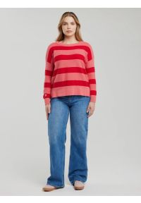 Big-Star - Sweter damski bawełniany różowy Heartelia 601. Kolor: różowy. Materiał: bawełna. Wzór: haft, paski, ze splotem. Sezon: lato. Styl: wakacyjny, klasyczny #7