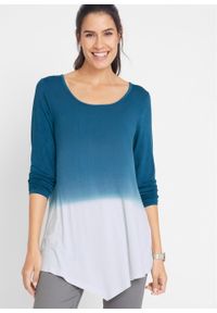 Shirt z dołem w szpic i efektem cieniowania, długi rękaw bonprix niebieskozielony morski - biały. Kolor: niebieski. Długość rękawa: długi rękaw. Długość: długie #4