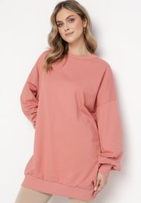 Born2be - Różowa Bawełniana Bluza Oversize Fanelu. Kolor: różowy. Materiał: bawełna #5