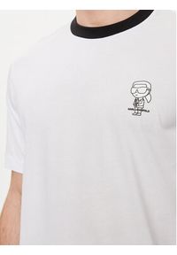 Karl Lagerfeld - KARL LAGERFELD T-Shirt 755029 542224 Biały Regular Fit. Typ kołnierza: dekolt w karo. Kolor: biały. Materiał: bawełna #4