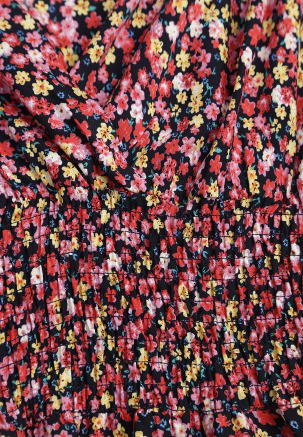 Renee - Granatowa Sukienka Platachus. Kolor: niebieski. Wzór: kwiaty. Sezon: lato. Typ sukienki: kopertowe. Styl: wakacyjny. Długość: mini