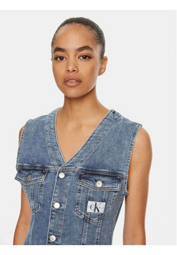 Calvin Klein Jeans Sukienka jeansowa J20J223712 Niebieski Slim Fit. Kolor: niebieski. Materiał: bawełna