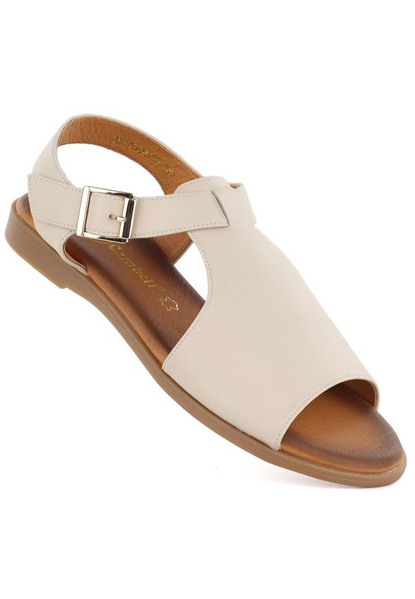 Skórzane sandały damskie beżowe Cambell 19391. Kolor: beżowy. Materiał: skóra. Styl: elegancki