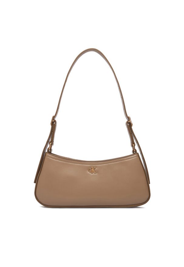 Calvin Klein Torebka Ck Small Shoulder Bag LV04F3170G Beżowy. Kolor: beżowy. Materiał: skórzane