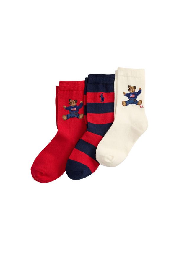 Zestaw 3 par wysokich skarpet dziecięcych Polo Ralph Lauren. Wzór: kolorowy