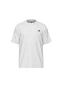 Koszulka męska New Balance MT41509WT – biała. Kolor: biały. Materiał: bawełna, dresówka. Długość rękawa: krótki rękaw. Długość: krótkie. Wzór: haft #2
