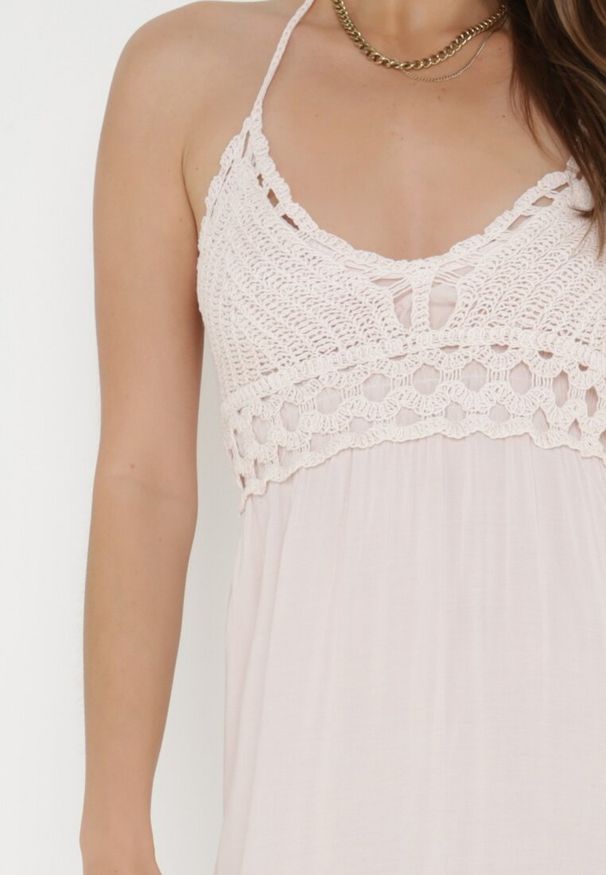 Born2be - Jasnoróżowa Sukienka Zerlaivo. Kolor: różowy. Materiał: bawełna, koronka. Wzór: aplikacja, koronka. Sezon: lato. Styl: boho. Długość: maxi