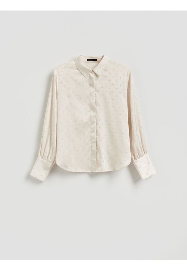 Reserved - Koszula ze strasem - złamana biel. Materiał: tkanina