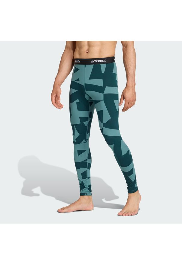 Adidas - Legginsy bazowe Multi Synthetic Base Layer. Kolor: niebieski. Technologia: ClimaCool (Adidas). Sport: turystyka piesza