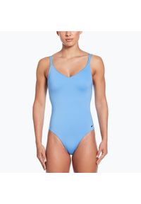 Strój pływacki jednoczęściowy damski Nike Essential V-Neck. Kolor: niebieski