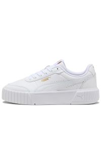 Buty młodzieżowe Puma Carina Mia 40374602 - białe. Okazja: na co dzień. Kolor: biały. Materiał: guma, skóra, syntetyk, materiał. Szerokość cholewki: normalna. Sport: turystyka piesza #1