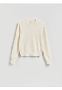 Reserved - Sweter z wełny merino - złamana biel. Materiał: wełna #1
