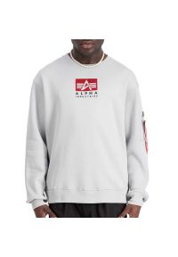 Bluza Alpha Industries Satin Logo Sweater 148311666 - biała. Kolor: biały. Materiał: bawełna. Wzór: napisy, aplikacja. Styl: klasyczny