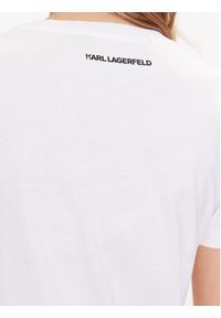 Karl Lagerfeld - KARL LAGERFELD T-Shirt Ikonik 2.0 230W1704 Biały Regular Fit. Typ kołnierza: dekolt w karo. Kolor: biały. Materiał: bawełna #3