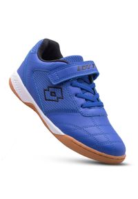 Buty treningowe dziecięce LOTTO WHIZZER halowe, futsal. Kolor: wielokolorowy, niebieski, czarny. Materiał: guma, materiał, tkanina, syntetyk