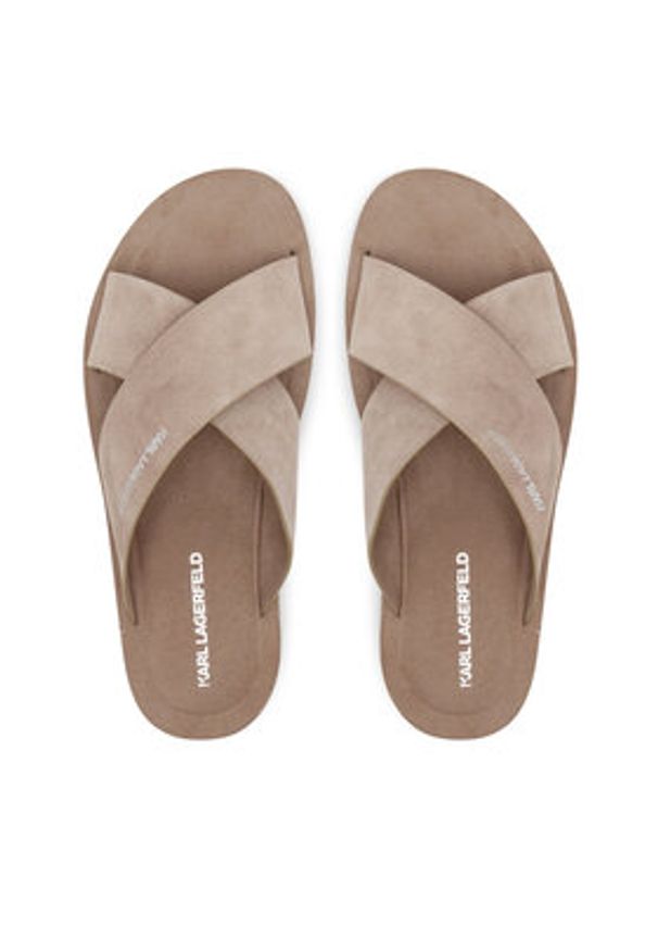 Karl Lagerfeld - KARL LAGERFELD Klapki Kastor III KL70214 Beżowy. Kolor: beżowy. Materiał: skóra