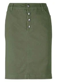 Spódnica z plisą guzikową bonprix ciemny khaki. Kolor: zielony #1