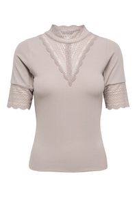 only - ONLY Bluzka Tilde 15335353 Beżowy Slim Fit. Kolor: beżowy. Materiał: wiskoza #4