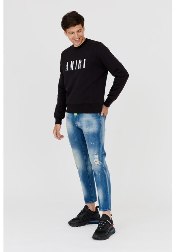 Amiri - AMIRI Czarna bluza męska z dużym białym logo, Rozmiar S. Kolor: czarny