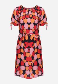 Born2be - Różowa Trapezowa Sukienka Bawełniana z Elastycznym Dekoltem i Sznurkiem w Talii Eeraphina. Kolor: różowy. Materiał: bawełna. Typ sukienki: trapezowe. Styl: rockowy, elegancki, wizytowy #6
