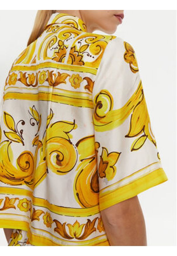 DOLCE & GABBANA - Dolce&Gabbana Koszula F5S01T HI1TK Żółty Regular Fit. Kolor: żółty. Materiał: jedwab