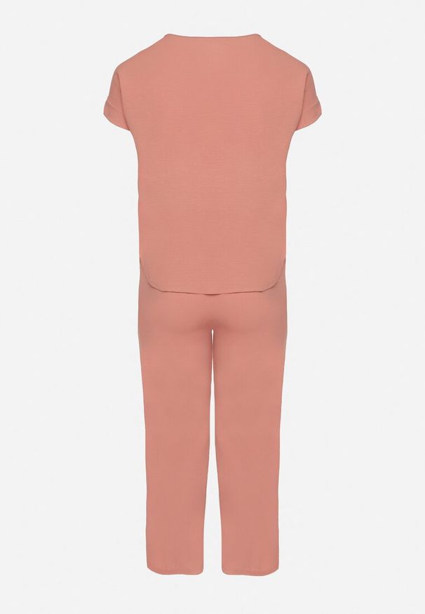 Born2be - Ciemnoróżowy Komplet o Fasonie Oversize Bluzka i Szerokie Spodnie Amisora. Kolor: różowy