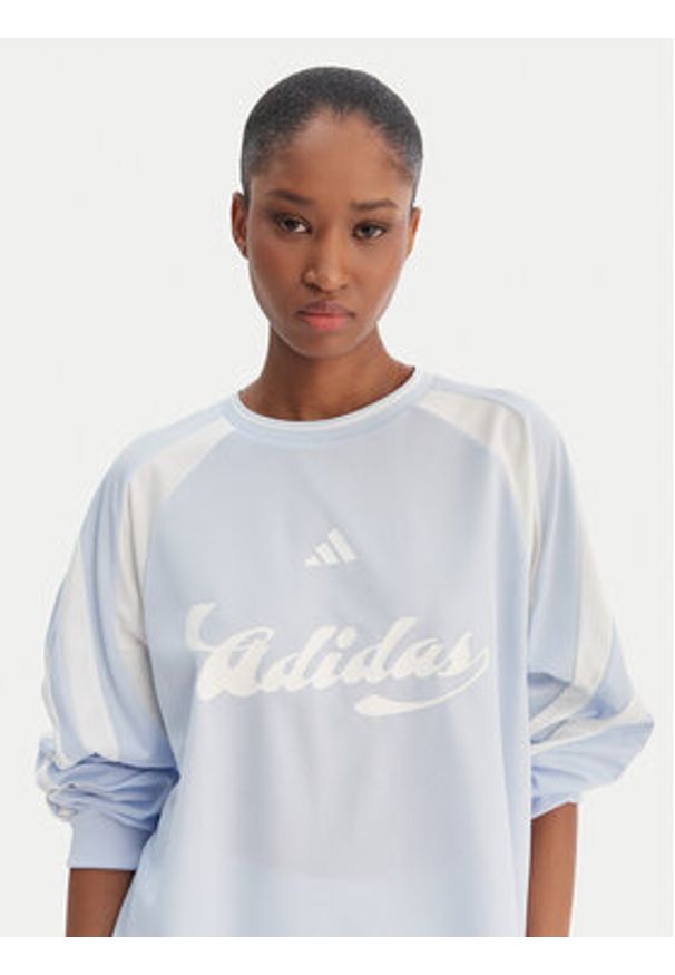 Adidas - adidas Bluzka House Of Tiro JY7639 Błękitny Loose Fit. Kolor: niebieski. Materiał: syntetyk