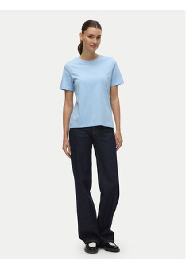 Vero Moda T-Shirt Paulina 10316991 Niebieski Regular Fit. Kolor: niebieski. Materiał: bawełna