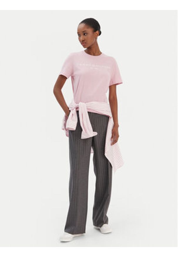 TOMMY HILFIGER - Tommy Hilfiger T-Shirt Logo WW0WW40276 Różowy Regular Fit. Kolor: różowy. Materiał: bawełna