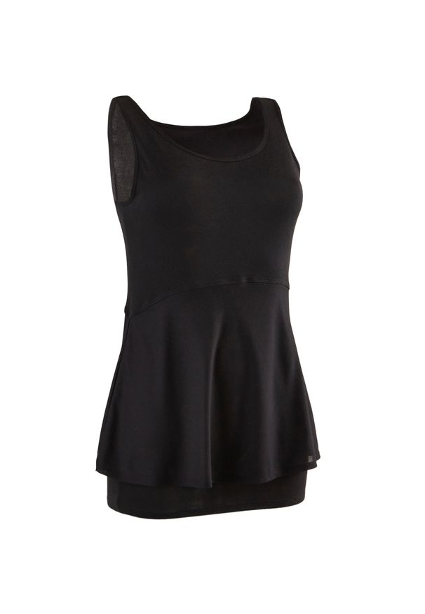 NYAMBA - Top Gym & Pilates 530 damski. Kolor: czarny. Materiał: poliester, skóra, bawełna, elastan. Sport: joga i pilates