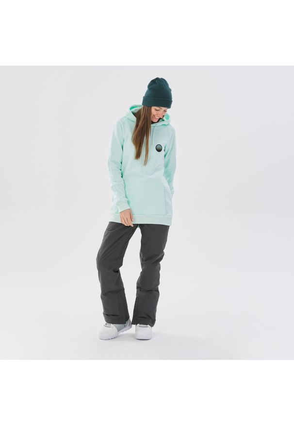 DREAMSCAPE - Bluza snowboardowa damska Dreamscape SNB HDY. Kolor: zielony. Materiał: bawełna, tkanina, poliester, prążkowany, elastan, materiał. Sport: snowboard