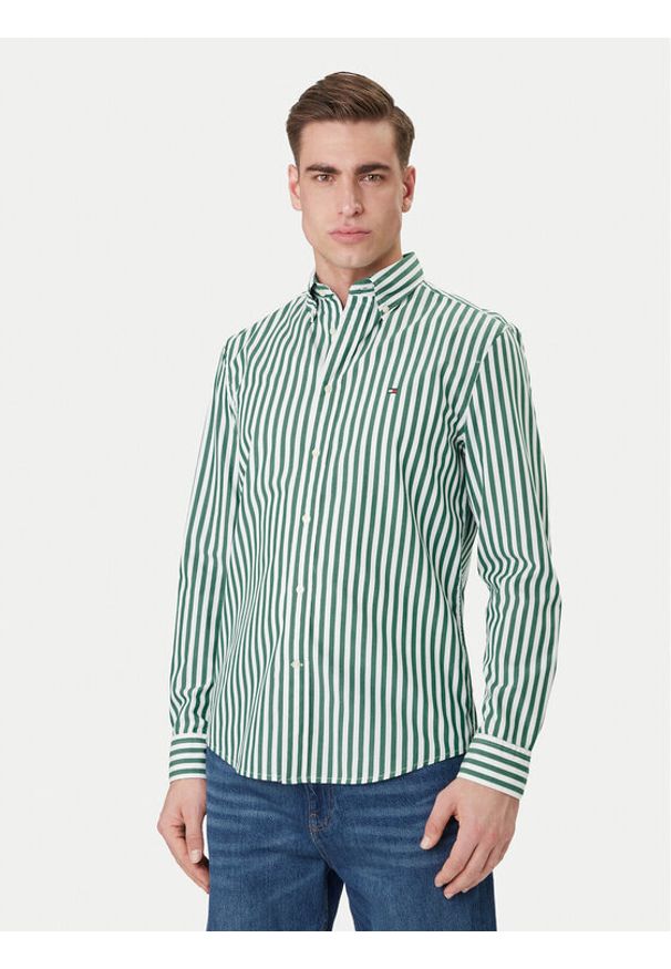 TOMMY HILFIGER - Tommy Hilfiger Koszula MW0MW42440 Zielony Regular Fit. Kolor: zielony. Materiał: bawełna