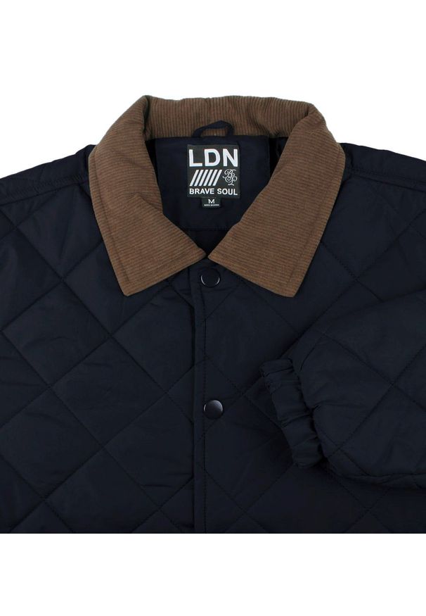 Przejściowa (Delikatnie Ocieplona) Kurtka Pikowana - Brave Soul - Granatowa. Kolor: niebieski. Materiał: tkanina, poliester. Sezon: wiosna, zima, jesień