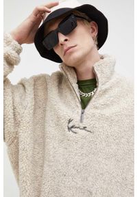 Karl Kani bluza męska kolor beżowy melanżowa. Kolor: beżowy. Materiał: poliester. Długość: krótkie. Wzór: melanż #5