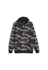 Bluza z kapturem Puma Ess Logo Lab Aop Hoodie Fl, Mężczyźni. Typ kołnierza: kaptur. Kolor: czarny. Materiał: materiał, bawełna. Styl: wakacyjny