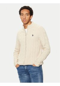 U.S. Polo Assn. Sweter MUP3791 Beżowy Regular Fit. Typ kołnierza: polo. Kolor: beżowy. Materiał: syntetyk