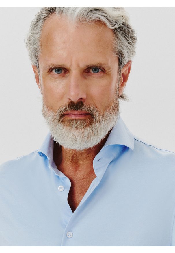 Pako Lorente - PAKO LORENTE – Niebieska koszula męska z długim rękawem. Kolor: niebieski, biały. Materiał: bawełna, poliester. Długość rękawa: długi rękaw. Długość: długie