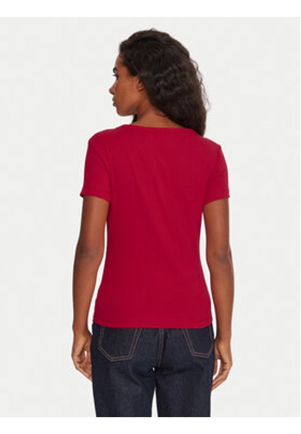 Tommy Jeans T-Shirt Essential DW0DW17385 Różowy Slim Fit. Kolor: różowy. Materiał: bawełna